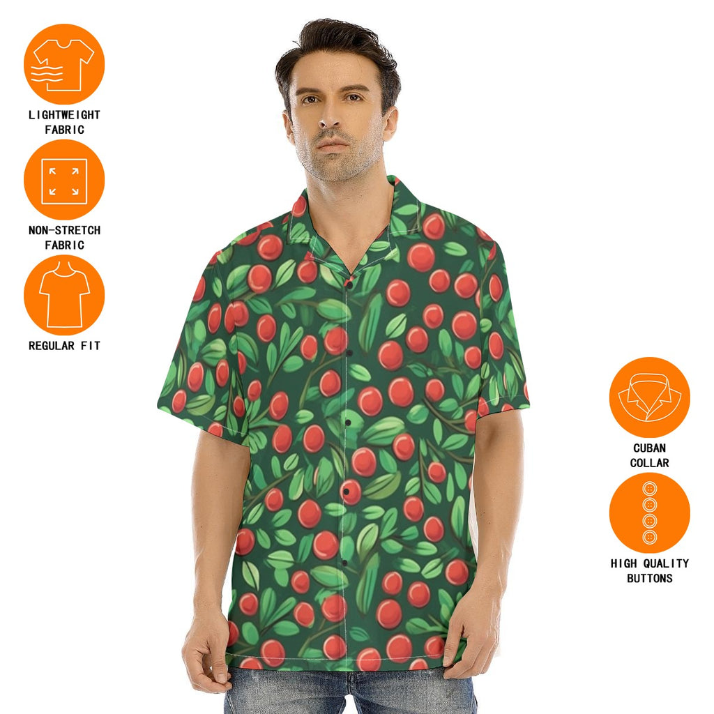 All-Over Print Men's Hawaiian Shirt With Button Closure