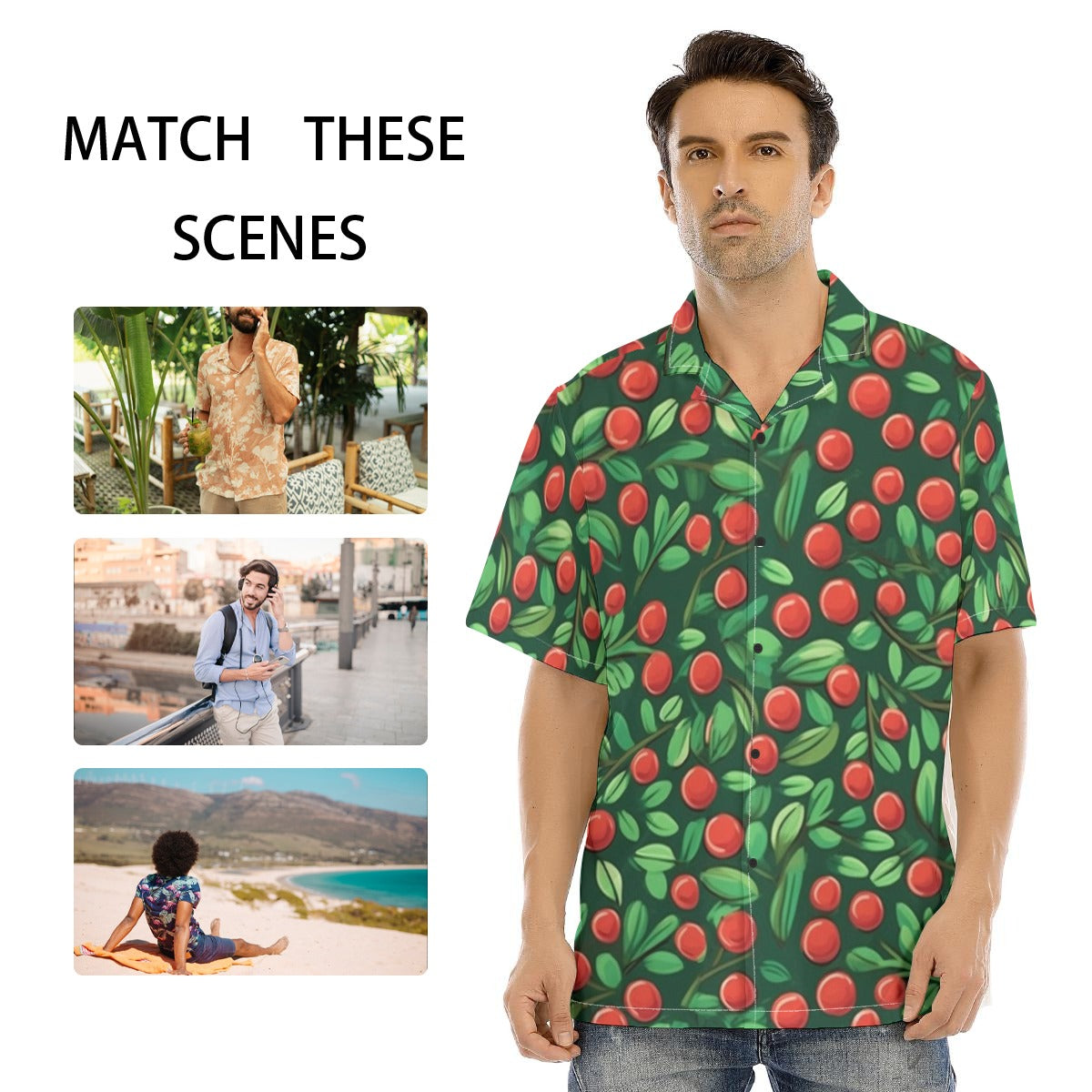 All-Over Print Men's Hawaiian Shirt With Button Closure
