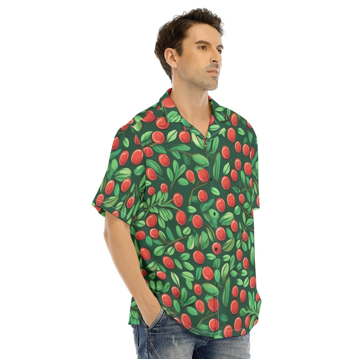 All-Over Print Men's Hawaiian Shirt With Button Closure