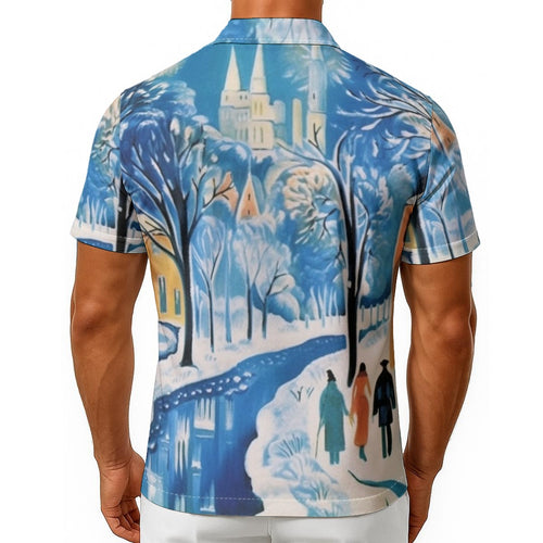 All-Over Print Men's Hawaiian Shirt With Button Closure